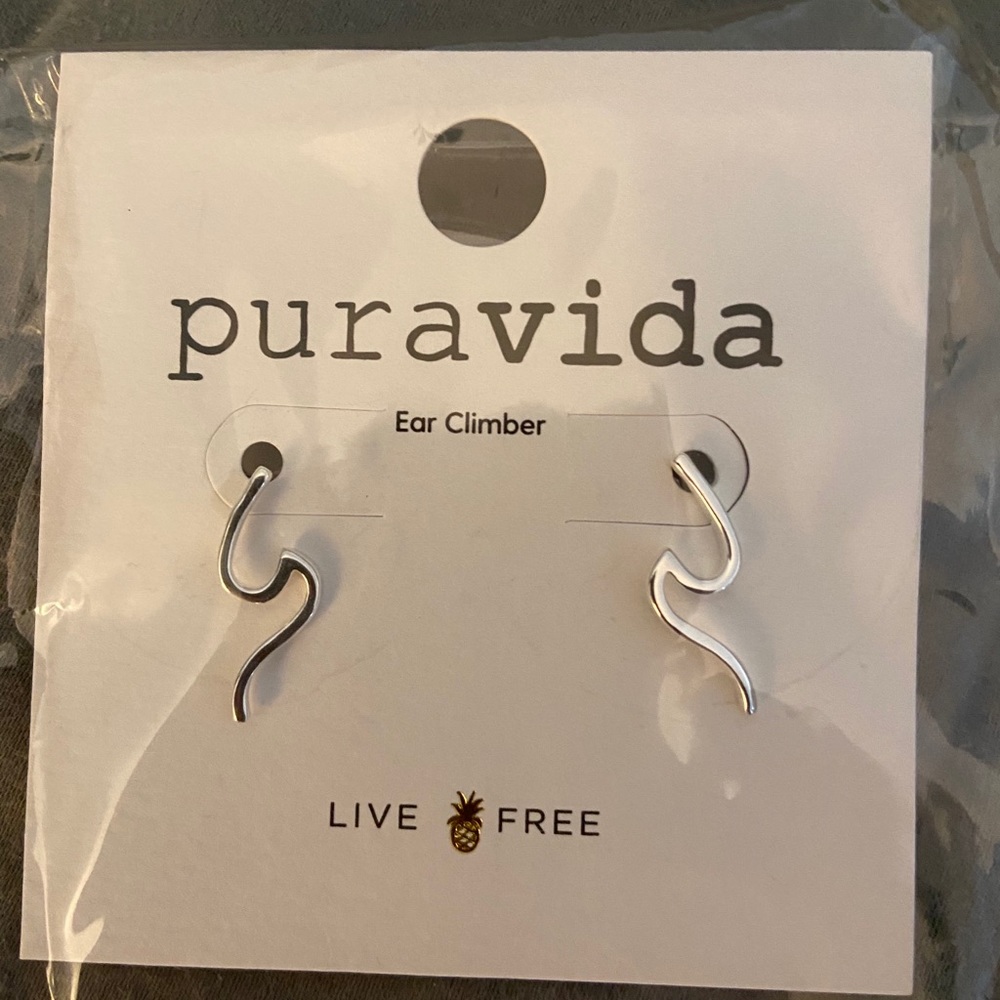 Pura Vida wave ear climber earrings